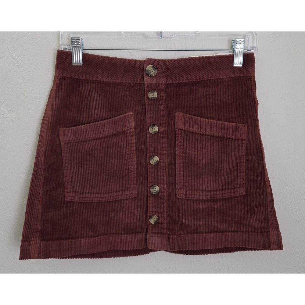 *NEW w/Tags American Eagle High Rise A-Line Brown Corduroy Skirt Size 0 Short